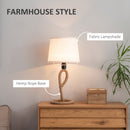 HOMCOM Farmhouse Table Lamp with Rope Base - Light Grey
