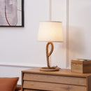HOMCOM Farmhouse Table Lamp with Rope Base - Light Grey