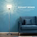 HOMCOM Modern Floor Lamp with K9 Crystal Lampshade, Tall Standing Lamp with E27 Bulb Base and Foot Switch for Living Room Bedroom Study Office Silver Lampshade