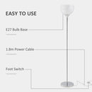 HOMCOM Modern Floor Lamp with K9 Crystal Lampshade, Tall Standing Lamp with E27 Bulb Base and Foot Switch for Living Room Bedroom Study Office Silver Lampshade