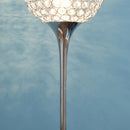 HOMCOM Modern Floor Lamp with K9 Crystal Lampshade, Tall Standing Lamp with E27 Bulb Base and Foot Switch for Living Room Bedroom Study Office Silver Lampshade