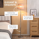 Floor Lamp with Hollow Out Fabric Shade, Chrome Base, Elegant Decoration for Bedroom, Living Room, Study, Grey Standing Bedroom Room