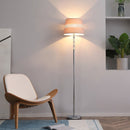 Floor Lamp with Hollow Out Fabric Shade, Chrome Base, Elegant Decoration for Bedroom, Living Room, Study, Grey Standing Bedroom Room