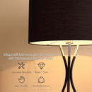 Modern Tripod Floor Lamp, Free Standing Light with Metal Frame, Fabric Lampshade and E27 Base for Living Room, Bedroom, Office, Black Bedroom
