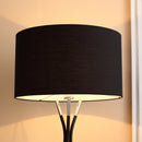 Modern Tripod Floor Lamp, Free Standing Light with Metal Frame, Fabric Lampshade and E27 Base for Living Room, Bedroom, Office, Black Bedroom