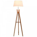 HOMCOM Bamboo Freestanding Tripod Floor Lamp w/ Shelf White