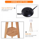 HOMCOM Bamboo Freestanding Tripod Floor Lamp w/ Shelf White