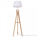 HOMCOM Bamboo Freestanding Tripod Floor Lamp w/ Shelf White