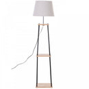 HOMCOM Metal Frame 3-Tier Shelf Tripod Lamp w/ Foot Switch Beige