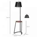 HOMCOM Steel Middle Shelf Floor Lamp Black