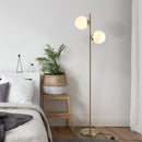 HOMCOM Steel Duo Glass Sphere Floor Lamp Gold