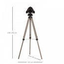 HOMCOM Pine Wood Camera Tripod Floor Lamp Black