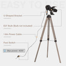 HOMCOM Pine Wood Camera Tripod Floor Lamp Black