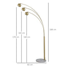 HOMCOM Steel 3-Branch Floor Lamp Gold