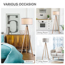 HOMCOM Rubber Wood Tripod Floor Lamp Grey