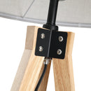 HOMCOM Rubber Wood Tripod Floor Lamp Grey