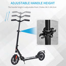 HOMCOM Kick Scooter Foldable Height Adjustable Aluminum Ride On Toy for 14+ Adult Teens with Rear Wheel Brake, Shock Mitigation System and Supported Stand Brake