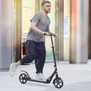 HOMCOM Foldable Kick Scooter w/ Adjustable Handlebar, Rear Brake, 20cm Big Solid Wheels and Shock Absorption System, Lightweight Portable Push Scooter for 14+ Teens Adult Kids Rear-fender