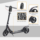 HOMCOM Foldable Kick Scooter w/ Adjustable Handlebar, Rear Brake, 20cm Big Solid Wheels and Shock Absorption System, Lightweight Portable Push Scooter for 14+ Teens Adult Kids Rear-fender