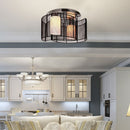 HOMCOM Chandelier  40x25H cm  Chrome/Fabric-Black
