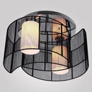 HOMCOM Chandelier  40x25H cm  Chrome/Fabric-Black