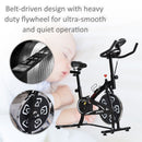 Steel Stationary Bike 8-Level Belt Driven Exercise Bike w/ LCD Monitor Black