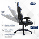 Vinsetto Holographic Stripe Gaming Chair Ergonomic PU Leather High Back 360-¦ Swivel w/ 5 Wheels 2 Pillows Back Support Racing Reclining Black Blue