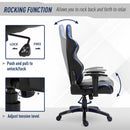 Vinsetto Holographic Stripe Gaming Chair Ergonomic PU Leather High Back 360-¦ Swivel w/ 5 Wheels 2 Pillows Back Support Racing Reclining Black Blue