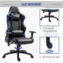 Vinsetto Holographic Stripe Gaming Chair Ergonomic PU Leather High Back 360-¦ Swivel w/ 5 Wheels 2 Pillows Back Support Racing Reclining Black Blue