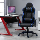 Vinsetto Holographic Stripe Gaming Chair Ergonomic PU Leather High Back 360-¦ Swivel w/ 5 Wheels 2 Pillows Back Support Racing Reclining Black Blue