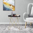 Metal Base Side Table MDF Surface Lift-Top Black/Gold