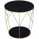 Metal Base MDF Surface Lift-Top Side Table Black/Gold