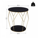 Metal Base MDF Surface Lift-Top Side Table Black/Gold