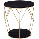 Metal Base MDF Surface Lift-Top Side Table Black/Gold