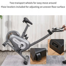 Indoor Magnetic Exercise Bike 10-Level Adjustable Magnetic Resistance Cardio Workout Cycling Bike Trainer, 16lbs Flywheel, LCD Display, and Adjustable Seat Height Grey Adjust Trainer