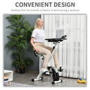 Indoor Magnetic Exercise Bike 8-Level Adjustable Magnetic Resistance Cardio Trainer Seat Height Adjustable Cycling Bike, w/ Desktop, 1.5kg Flywheel, LCD Display,  White Adjust Workout