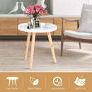 Pine Wood Floral Etched Side Table w/ Saucer Top White
