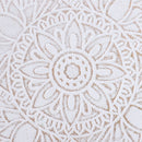 Pine Wood Floral Etched Side Table w/ Saucer Top White