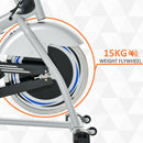 Indoor Cycling Bike Quiet Belt Drive Exercise Stationary, Flywheel Cardio Workout Bicycle , Comfortable Adjustable Seat & Handle with Elbow Pads, w/ LCD Monitor, Phone Holder, Bottle Holder Adjust