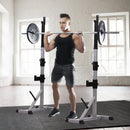 Steel Adjustable Heavy Duty Barbell Weight Lifting Bench Silver/Black