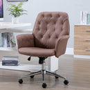 Vinsetto Tufted Desk Chair w/ Arm Rest on Wheels Coffee Brown