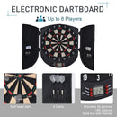 HOMCOM Electronic Dartboard Set 26 Games and 185 Variations with 6 Darts and Cabinet to Stroage Multi-Game Option Ready-to-Play Games