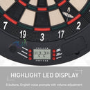 HOMCOM Electronic Dartboard Set 26 Games and 185 Variations with 6 Darts and Cabinet to Stroage Multi-Game Option Ready-to-Play Games