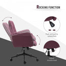 Vinsetto Tufted Desk Chair w/ Arm Rest on Wheels Purple
