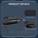 Metal Frame Gaming Computer Desk w/Cup Holder Headphone Hook & Cable Basket Black
