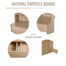 Particle Board Glass Mirror Dressing Table w/ Shelves Oak Tone