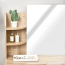 Particle Board Glass Mirror Dressing Table w/ Shelves Oak Tone