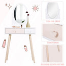 HOMCOM Kids MDF Dressing Table w/ Heart-Shaped Handles White
