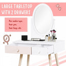 HOMCOM Kids MDF Dressing Table w/ Heart-Shaped Handles White