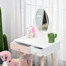 HOMCOM Kids MDF Dressing Table w/ Heart-Shaped Handles White
